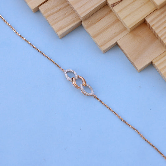 Rose Gold Chain Bracelet with Interlocking Links & Lab-Grown Diamonds – Ethical Luxury with Timeless Charm