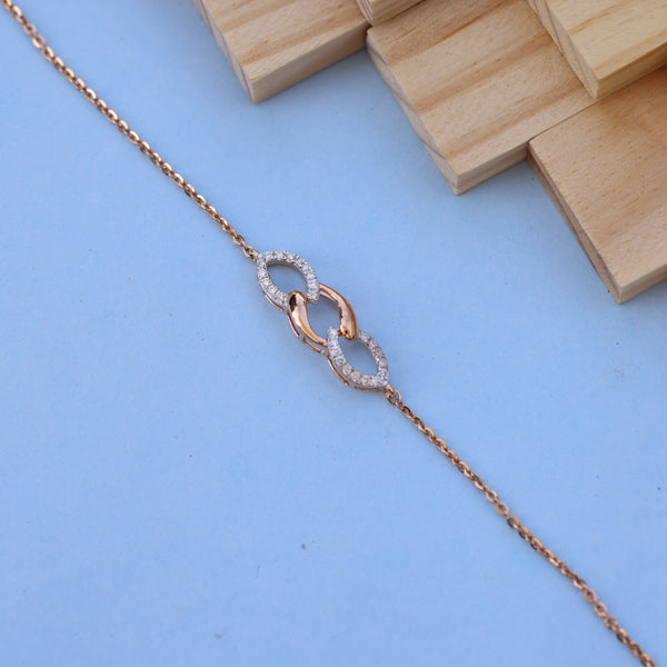 Rose Gold Chain Bracelet with Interlocking Links & Lab-Grown Diamonds – Ethical Luxury with Timeless Charm