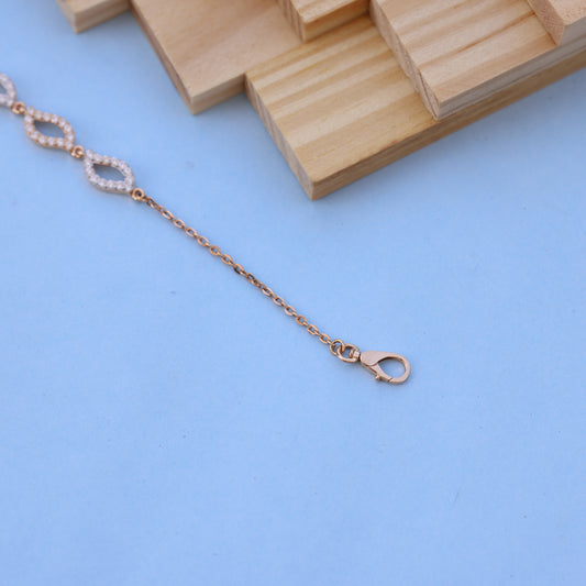 Delicate Rose Gold Chain Bracelet with American Diamonds – Dainty & Elegant Design