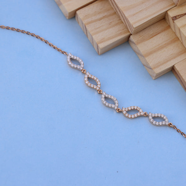Delicate Rose Gold Chain Bracelet with American Diamonds – Dainty & Elegant Design