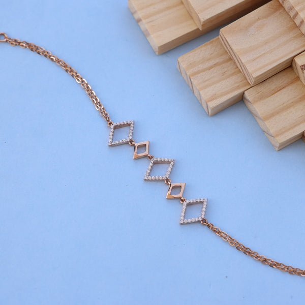 Elegant Rose Gold Bracelet with American Diamonds – Geometric Design