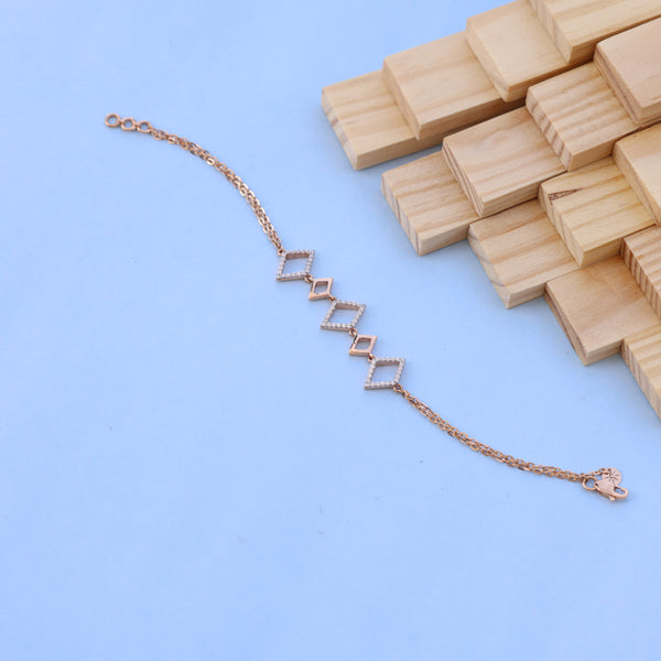 Elegant Rose Gold Bracelet with American Diamonds – Geometric Design