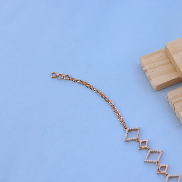 Elegant Rose Gold Bracelet with American Diamonds – Geometric Design