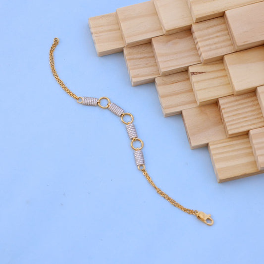 Elegant Gold Bracelet with American Diamond