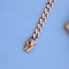 18kt Rose Gold Cuban Bracelet with American Diamond Luxury Designer Jewelry