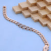 18kt Rose Gold Cuban Bracelet with American Diamond Luxury Designer Jewelry
