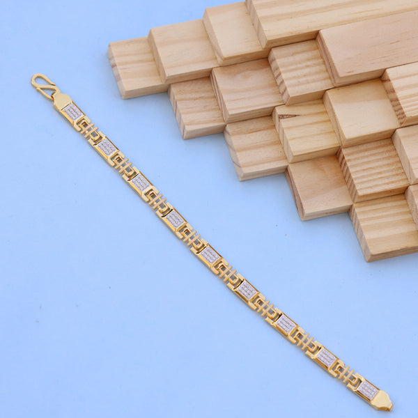 Gold Men Bracelet with Sparkling American Diamonds