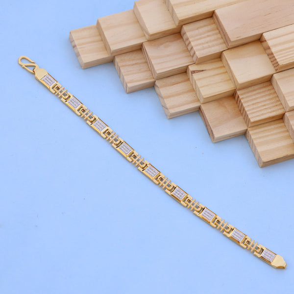 Gold Men Bracelet with Sparkling American Diamonds