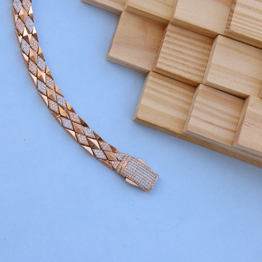 Elegant 18kt Rose Gold Bracelet with American Diamond Luxurious Designer Jewelry