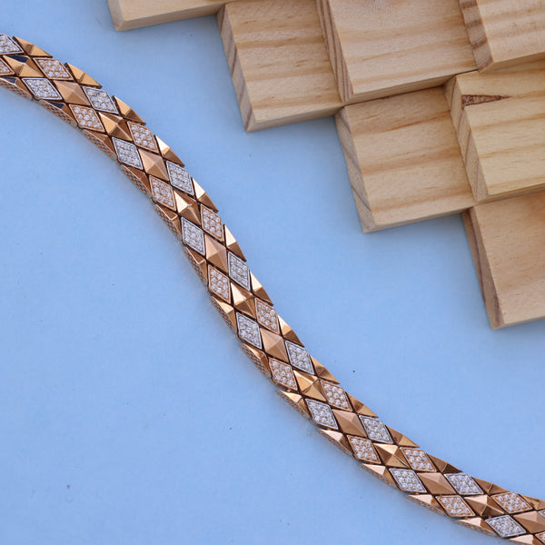 Elegant 18kt Rose Gold Bracelet with American Diamond Luxurious Designer Jewelry