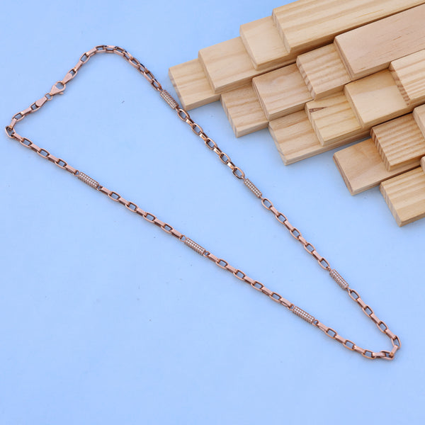 18KT Rose Gold Men Chain with American Diamonds – Elegant Design