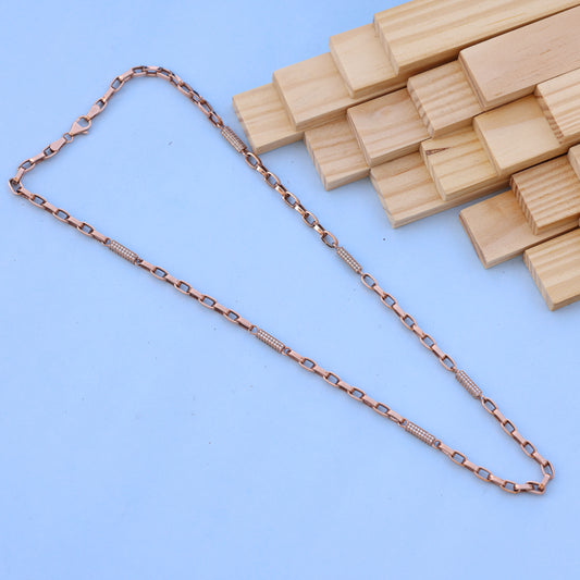 18KT Rose Gold Men Chain with American Diamonds – Elegant Design