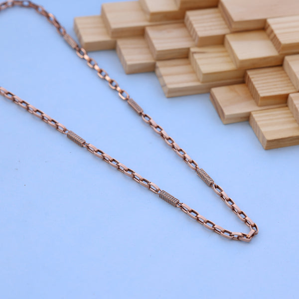 18KT Rose Gold Men Chain with American Diamonds – Elegant Design