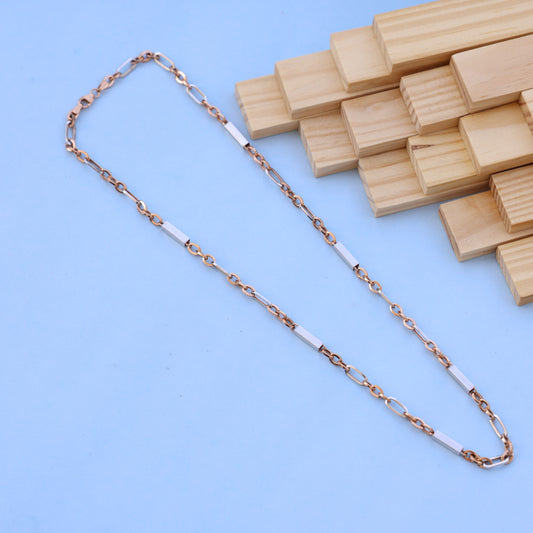 Luxury 18kt Rose Gold Light Weight Chain with White Accents – Elegant