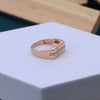 Stunning Rose Gold Cross Band Men Ring with Moissanite Diamonds