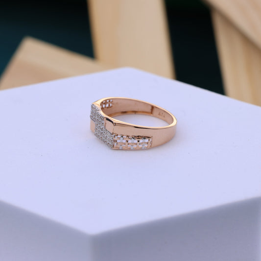 Tunning Men's Rose Gold Moissanite Ring – Elegant Link Design