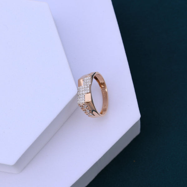 Tunning Men's Rose Gold Moissanite Ring – Elegant Link Design