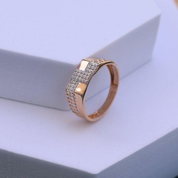 Tunning Men's Rose Gold Moissanite Ring – Elegant Link Design