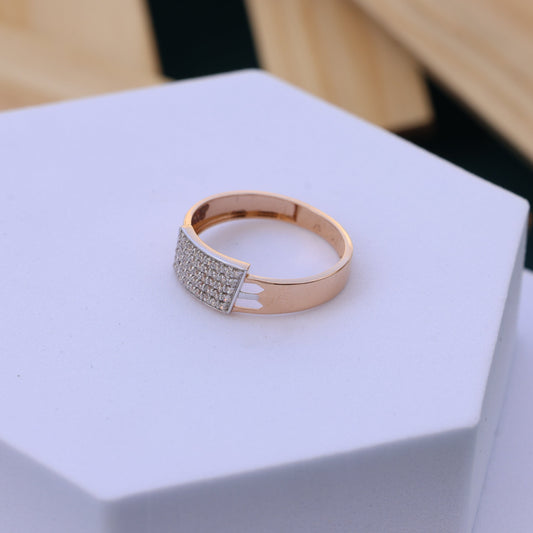 Luxurious Curved Panel Moissanite Ring | Men's Elegant Rose Gold Finish