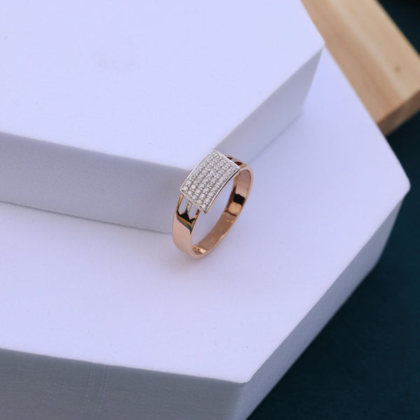 Luxurious Curved Panel Moissanite Ring | Men's Elegant Rose Gold Finish