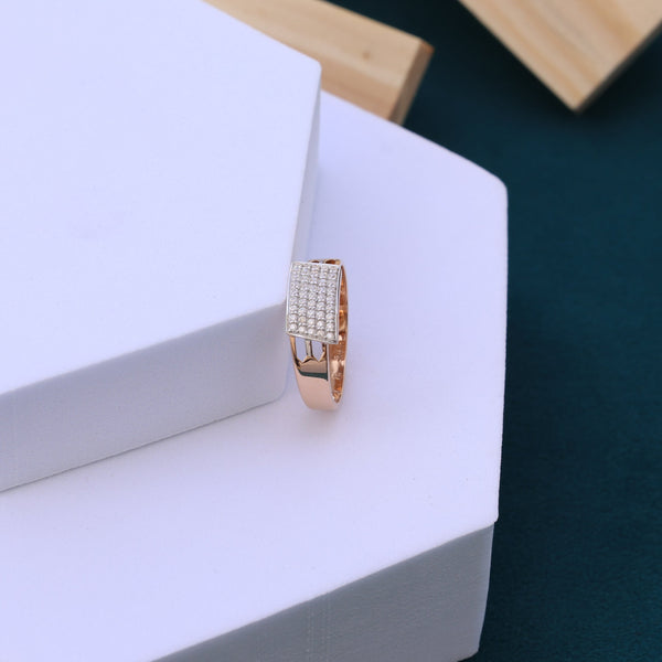 Luxurious Curved Panel Moissanite Ring | Men's Elegant Rose Gold Finish