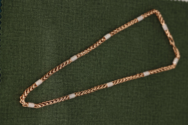 Rose Gold Chain Necklace with Diamond-Accented Links