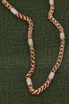 Rose Gold Chain Necklace with Diamond-Accented Links