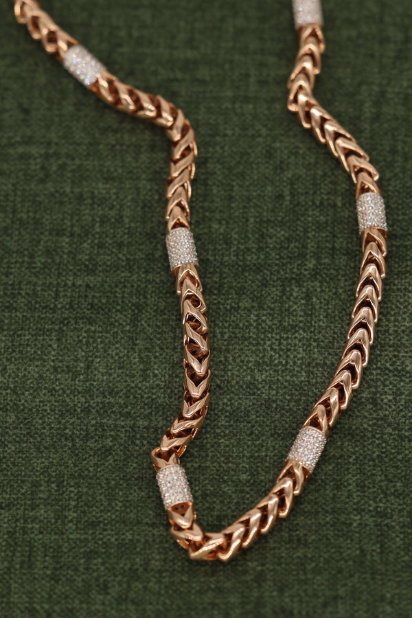 Rose Gold Chain Necklace with Diamond-Accented Links