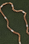 Rose Gold Chain Necklace with Diamond-Accented Links