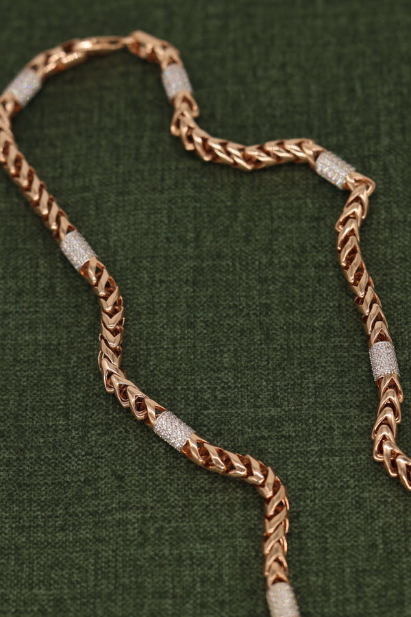 Rose Gold Chain Necklace with Diamond-Accented Links