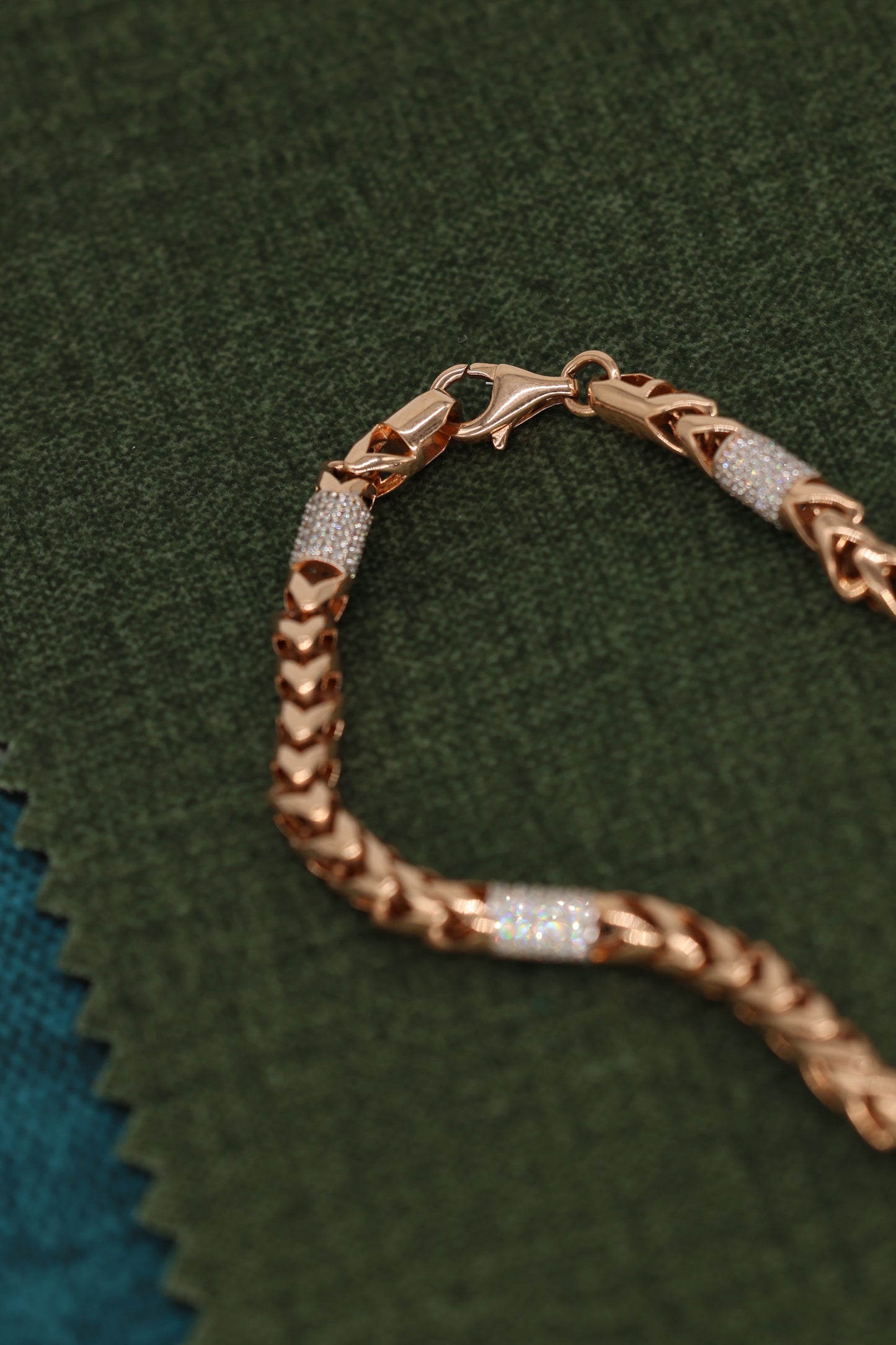 Rose Gold Chain Necklace with Diamond-Accented Links