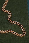 Rose Gold and Silver Dual-Tone Square Link Chain Necklace with Signature Diamond Clasp
