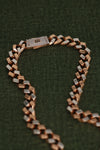 Rose Gold and Silver Dual-Tone Square Link Chain Necklace with Signature Diamond Clasp