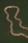 Rose Gold and Silver Dual-Tone Square Link Chain Necklace with Signature Diamond Clasp