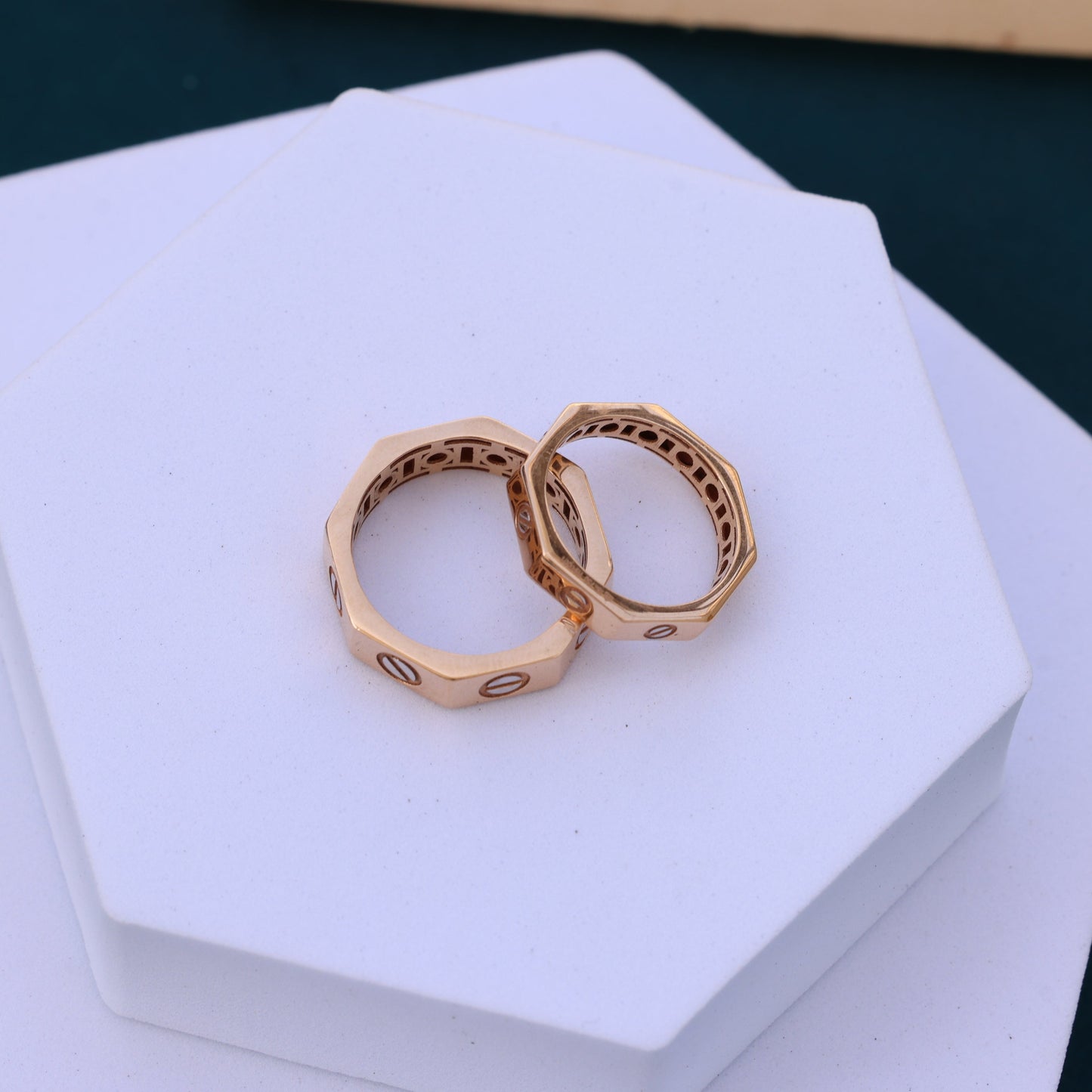 Couple Rings – Modern Screw Motif Design