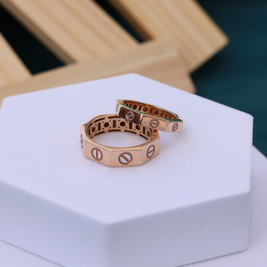 Couple Rings – Modern Screw Motif Design