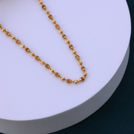 Gold Tulsi Mala with Gold-Toned Beads
