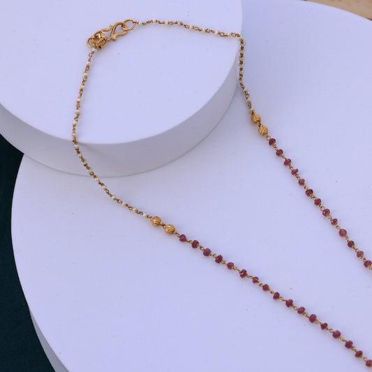 Gold Necklace –Elegant Red Bead Traditional Jewelry