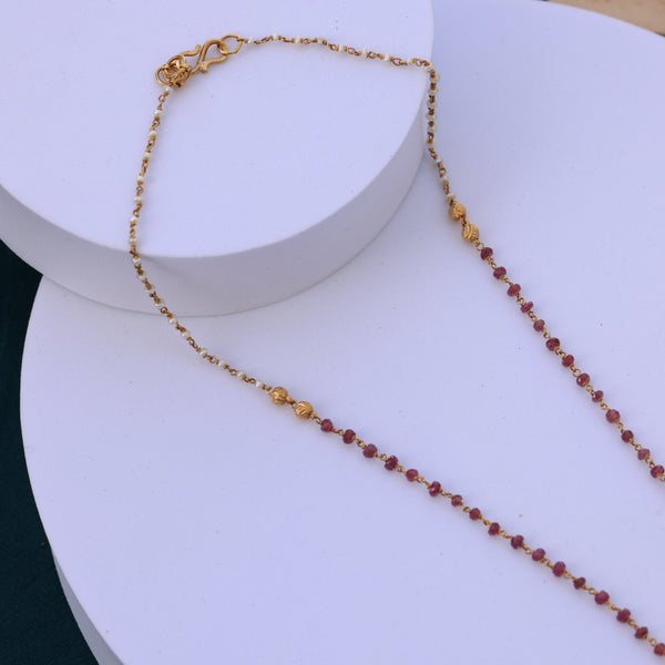 Gold Necklace –Elegant Red Bead Traditional Jewelry