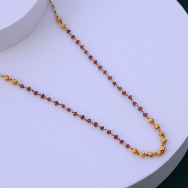 Gold Necklace –Elegant Red Bead Traditional Jewelry