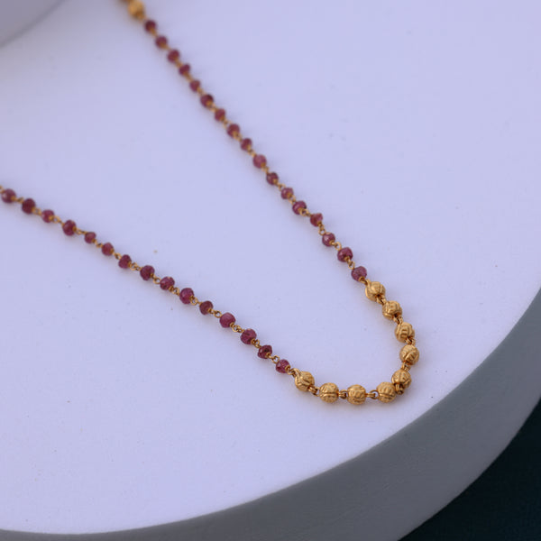 Gold Necklace –Elegant Red Bead Traditional Jewelry