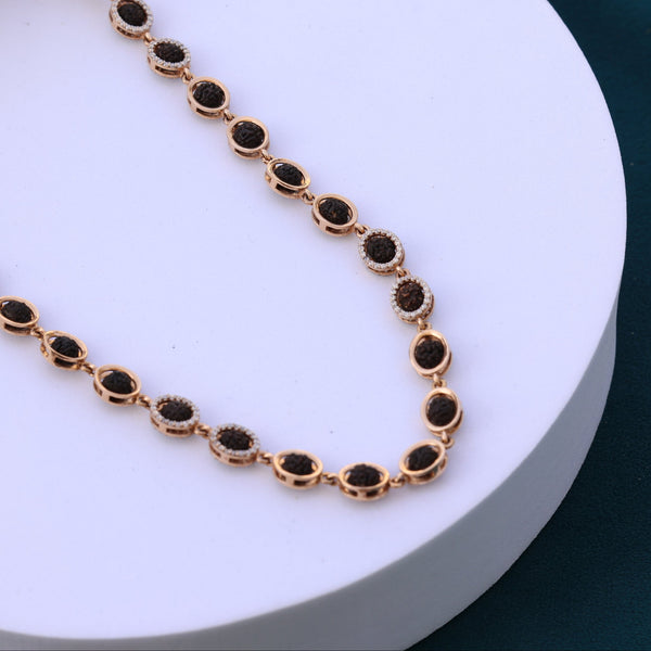Rudraksha Para Mala with American Diamond Accents - Men gold rudraksha mala