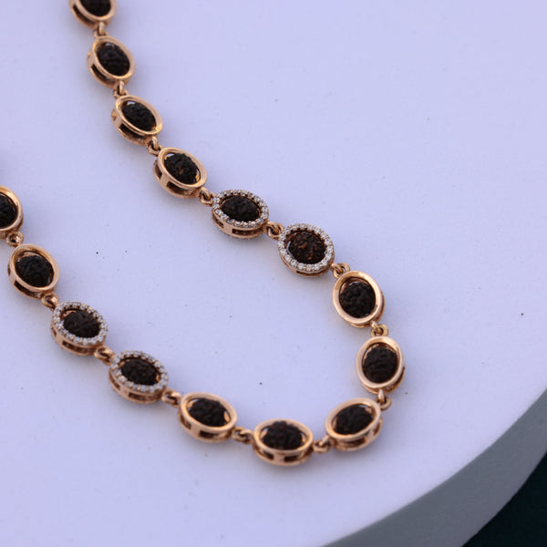 Rudraksha Para Mala with American Diamond Accents - Men gold rudraksha mala