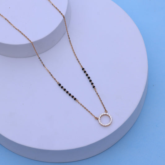Gold Mangalsutra with American Diamond Pendant