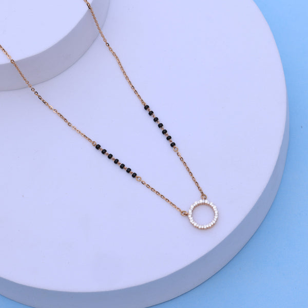 Gold Mangalsutra with American Diamond Pendant