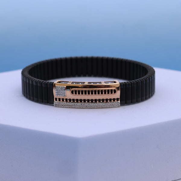 Stylish Gold Men's Bracelet with American Diamonds