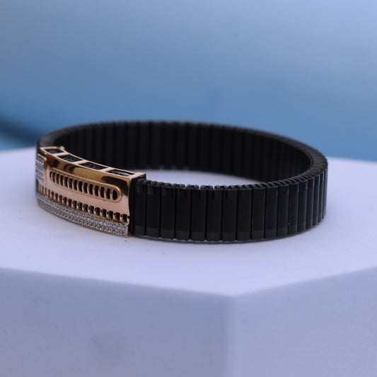 Stylish Gold Men's Bracelet with American Diamonds