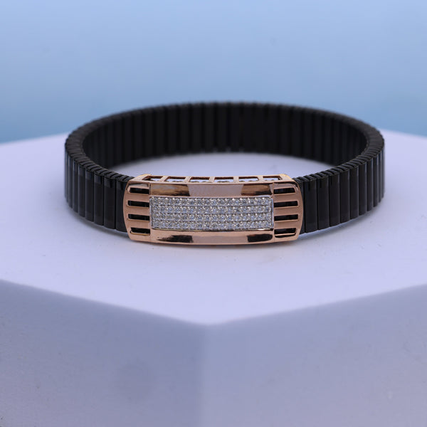 Stylish Gold Men's Bracelet with American Diamonds