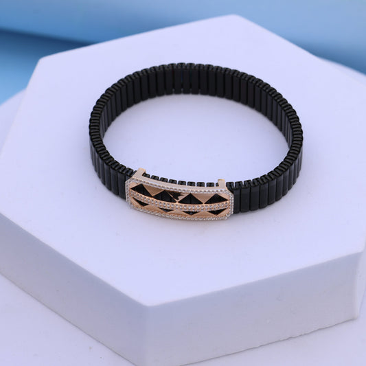 Stylish Gold Men's Bracelet with American Diamonds