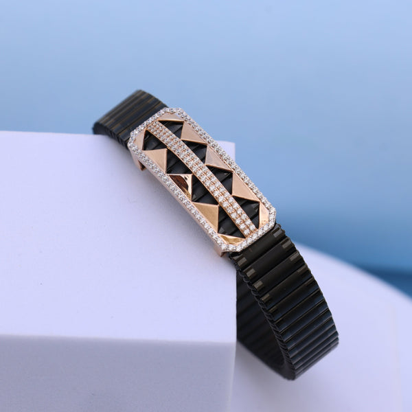 Stylish Gold Men's Bracelet with American Diamonds